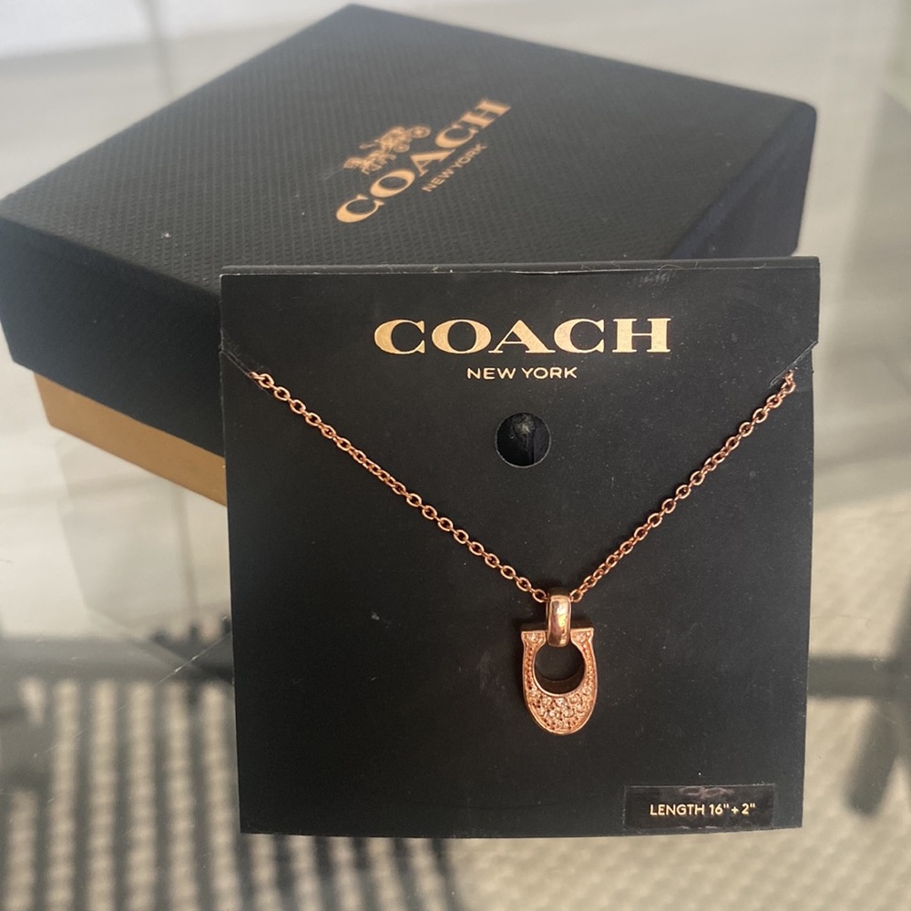 Rose gold coach necklace